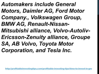 http://profitableinvestingtips.com/profitable-investing-tips/time-to-invest-in-gm
Automakers include General
Motors, Daiml...