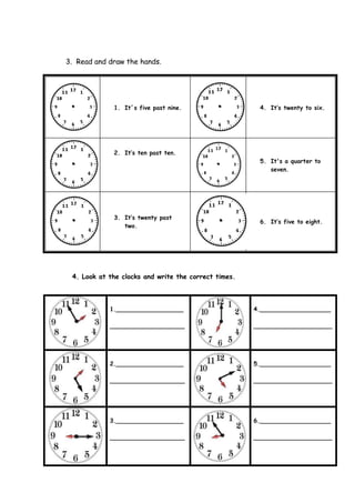 Telling the time: worksheet