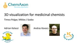 3D visualization for medicinal chemists
Timea Polgar, Miklos J Szabo
Adrian Kalaszi Andras Kovacs
 