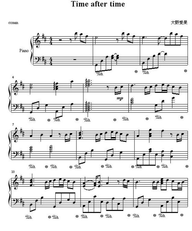 after time hana mau machi de detective conan movie 7 time after time sheet music