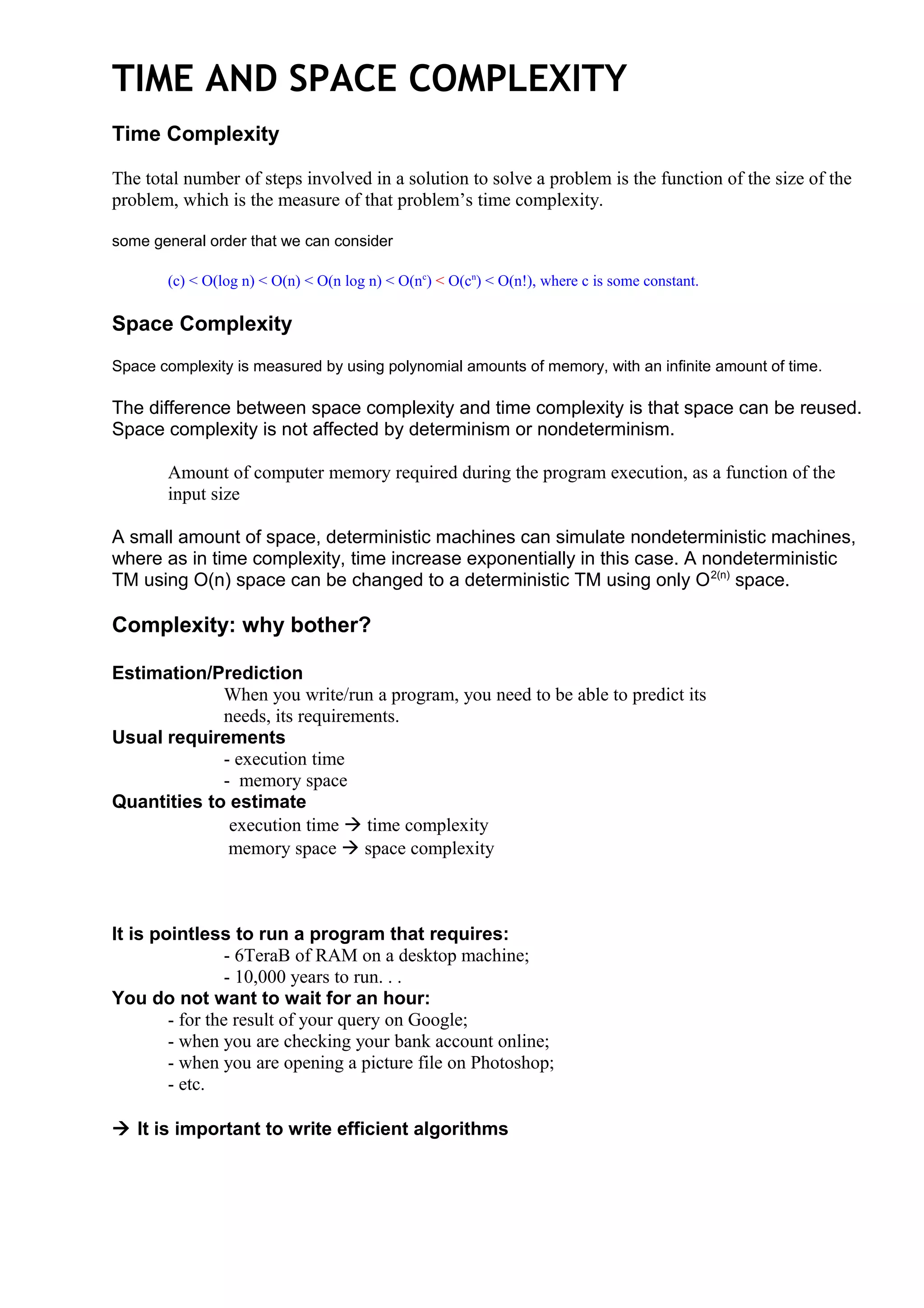 Time and space complexity | DOC
