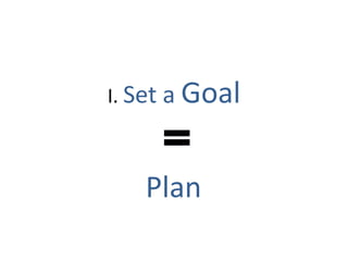 I. Set a Goal
Plan
 