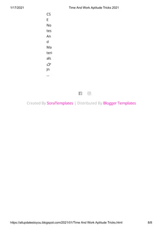 Time and work aptitude