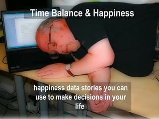 Time Balance & Happiness
happiness data stories you can
use to make decisions in your
life
 