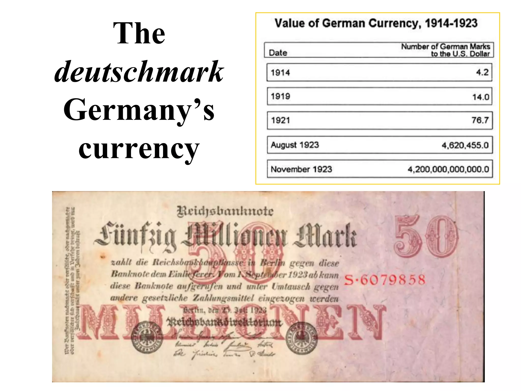 The
deutschmark
 Germany’s
  currency
 