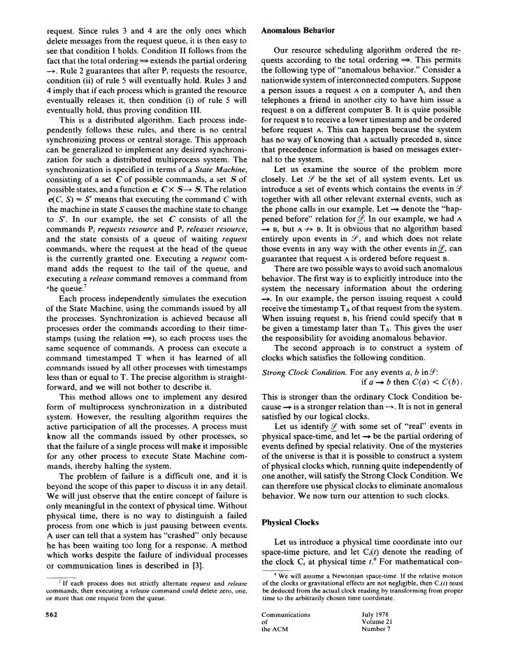 Time clocks and the ordering of events