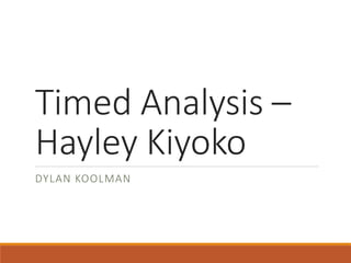 Timed Analysis –
Hayley Kiyoko
DYLAN KOOLMAN
 