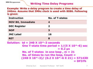 Time delay programs and assembler directives 8086