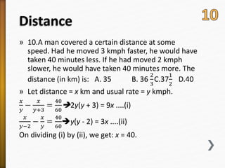 More Distance Less Time Time & distance | PPSX