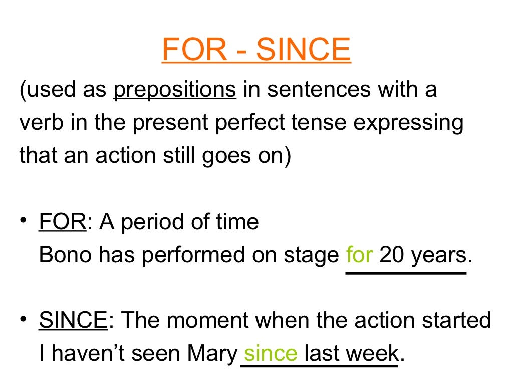 Time Expressions Used With The Present Perfect Tense