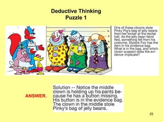 25
Deductive Thinking
Puzzle 1
ANSWER.
 