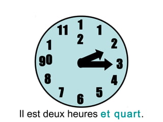 11 1      1
     1    2          2
    90                3
     8               4
         7       5
             6
Il est deux heures et quart.
 
