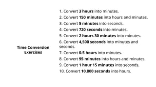 Time Conversion- seconds, minutes, hours | PPTX