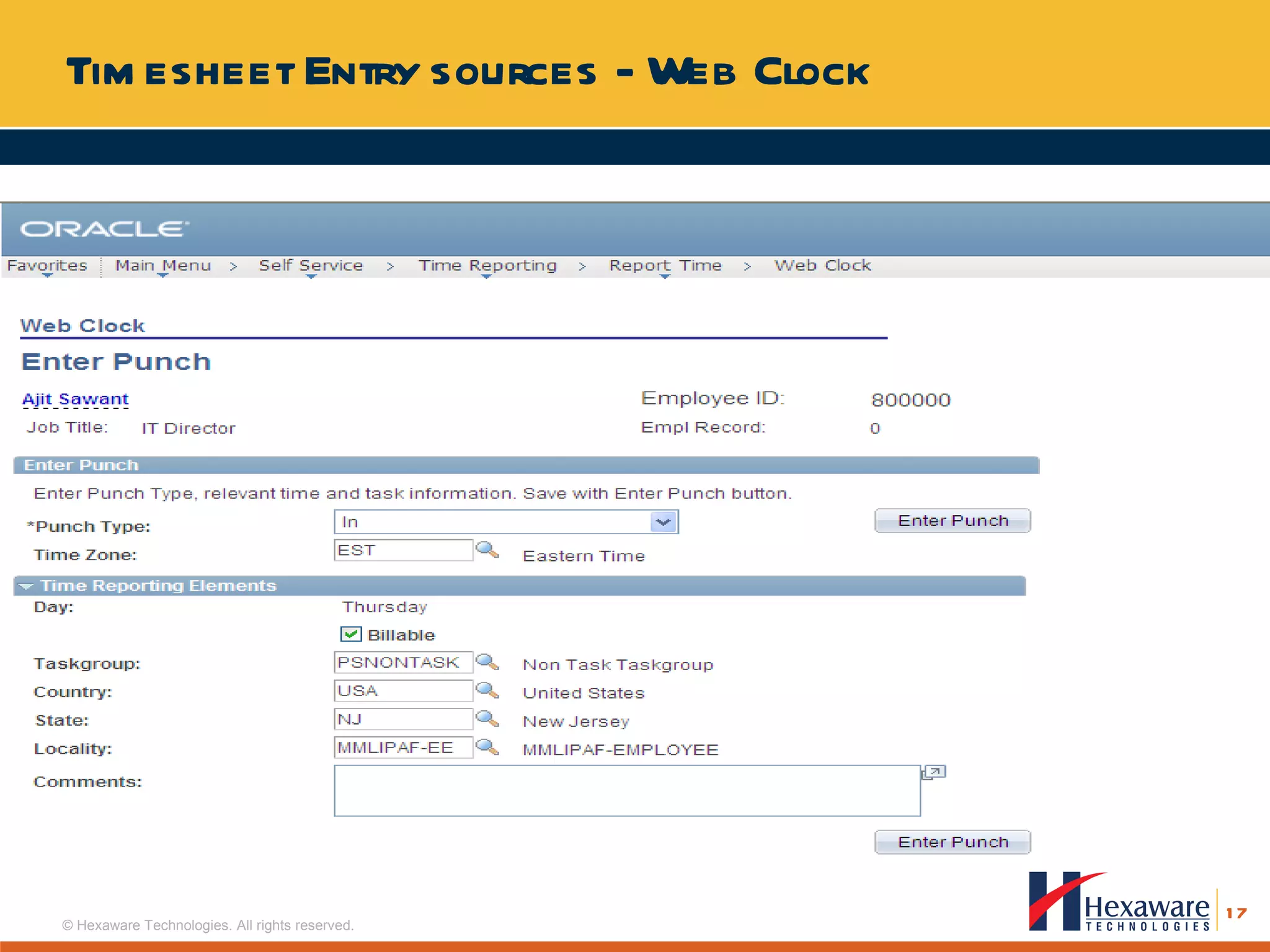 Timesheet Entry sources - Web Clock 