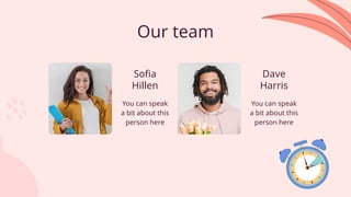 Dave
Harris
Sofia
Hillen
Our team
You can speak
a bit about this
person here
You can speak
a bit about this
person here
 