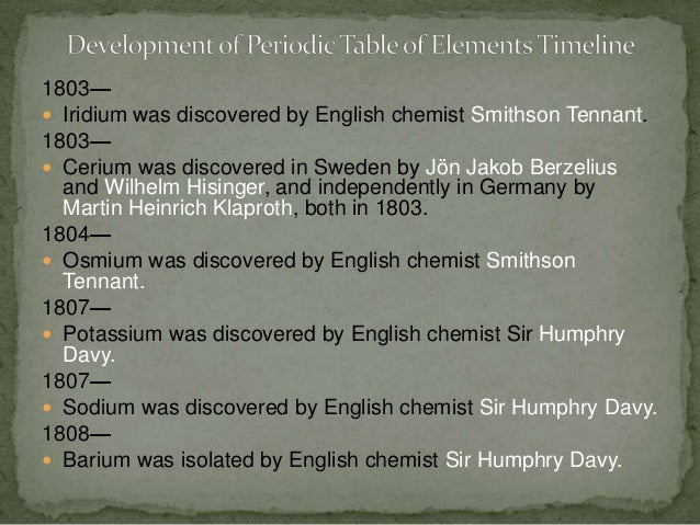 The Development Of The Periodic Table