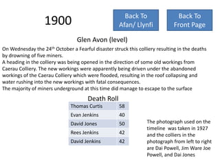 Timeline of mining accidents in south wales/Avon valley | PPTX