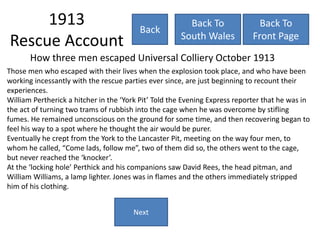 Timeline of mining accidents in south wales/Avon valley | PPTX