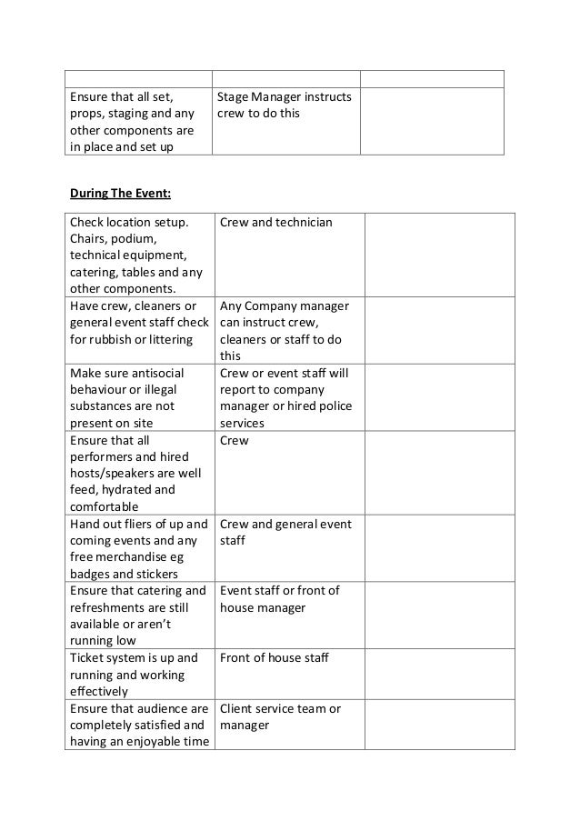 Timeline and checklist for event planning