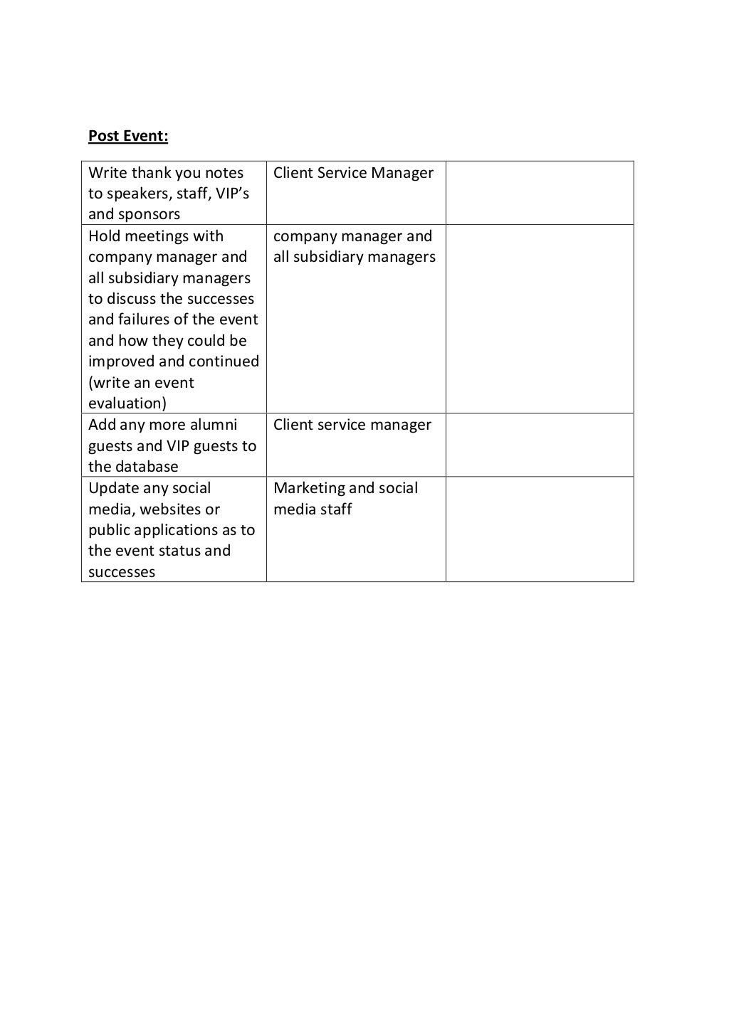 Timeline and checklist for event planning