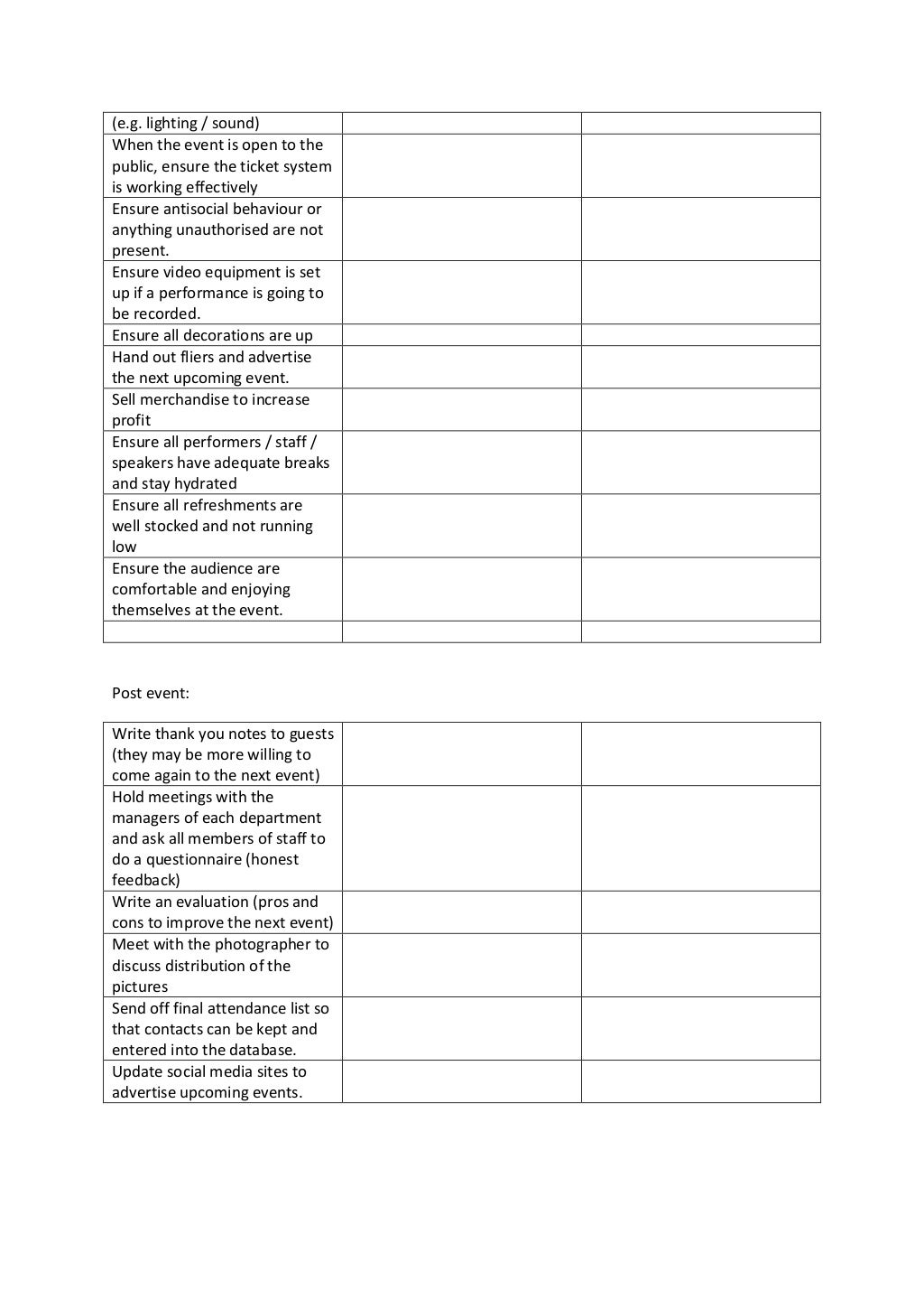 Timeline And Checklist For Event Planning