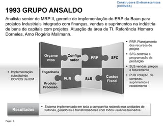Implementar novo MRP da HP na fábrica de CPU, teclados e monitoresCompras, recebimento e estoquesGestor do planejamento de materiais e follow up de fornecedores