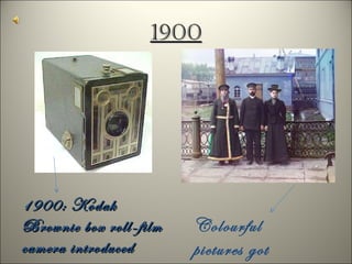 1900 1900: Kodak Brownie box roll-film camera introduced Colourful  pictures got introduced  