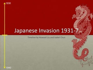 Japanese Invasion 1931-7 Timeline by Howard Liu and Isabel Chun 