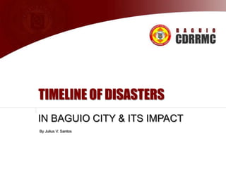 TIMELINE OF DISASTERS
IN BAGUIO CITY & ITS IMPACT
By Julius V. Santos

Supplemented by Ryann U. Castro

 