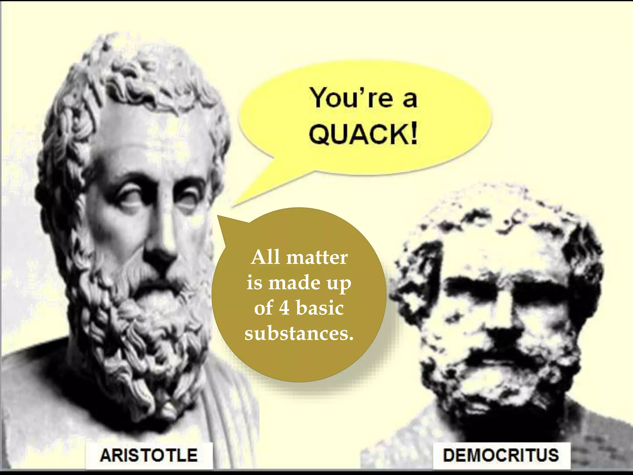 All matter
is made up
of 4 basic
substances.
 