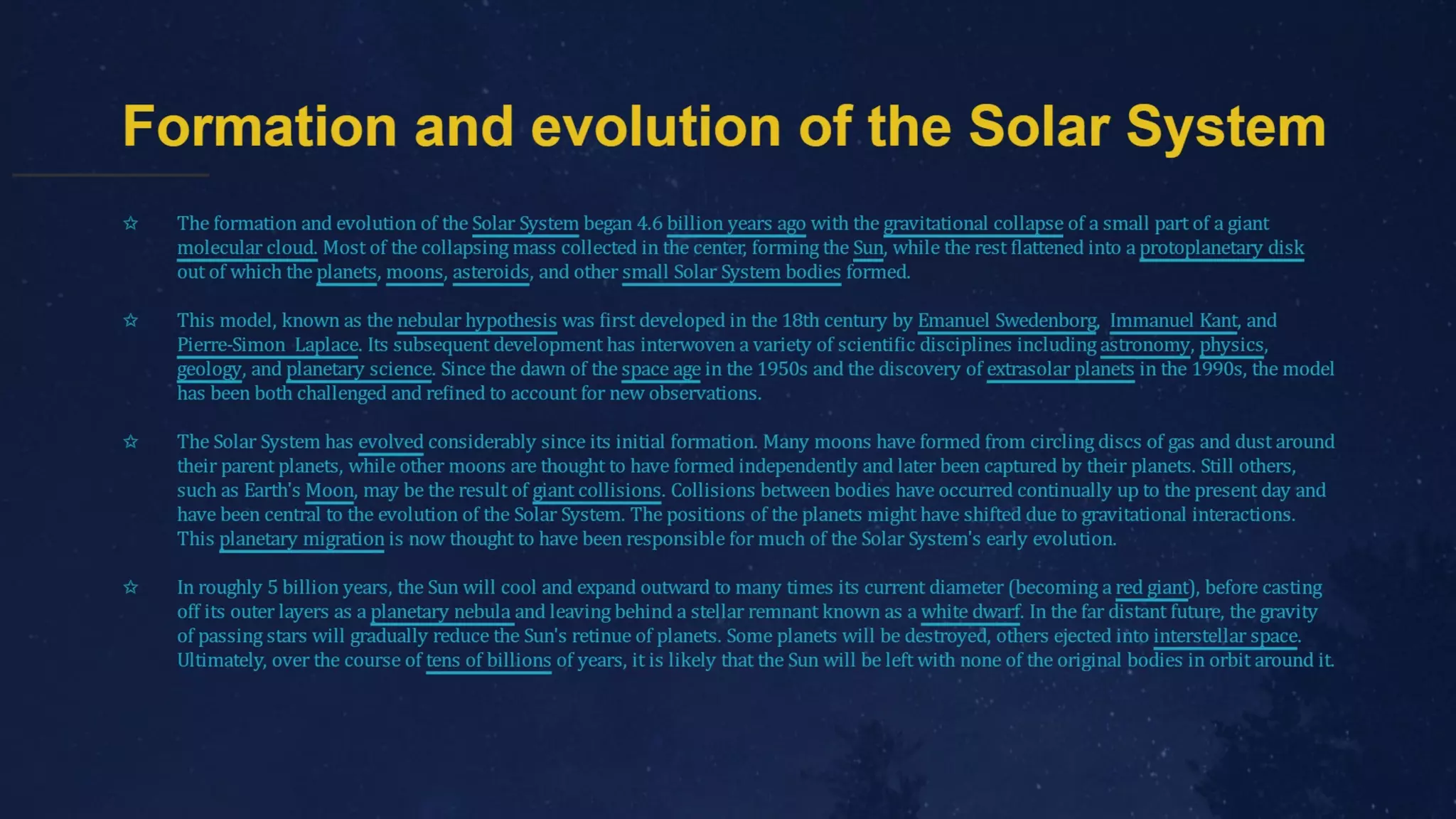 Timeline of solar system