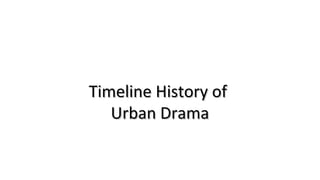 Timeline History ofTimeline History of
Urban DramaUrban Drama
 