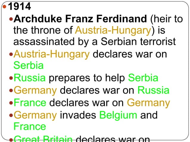 Timeline of wwi (wwi part 2) | PPT
