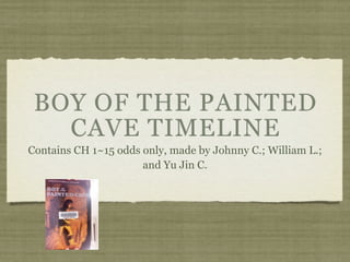 BOY OF THE PAINTED
   CAVE TIMELINE
Contains CH 1~15 odds only, made by Johnny C.; William L.;
                      and Yu Jin C.
 