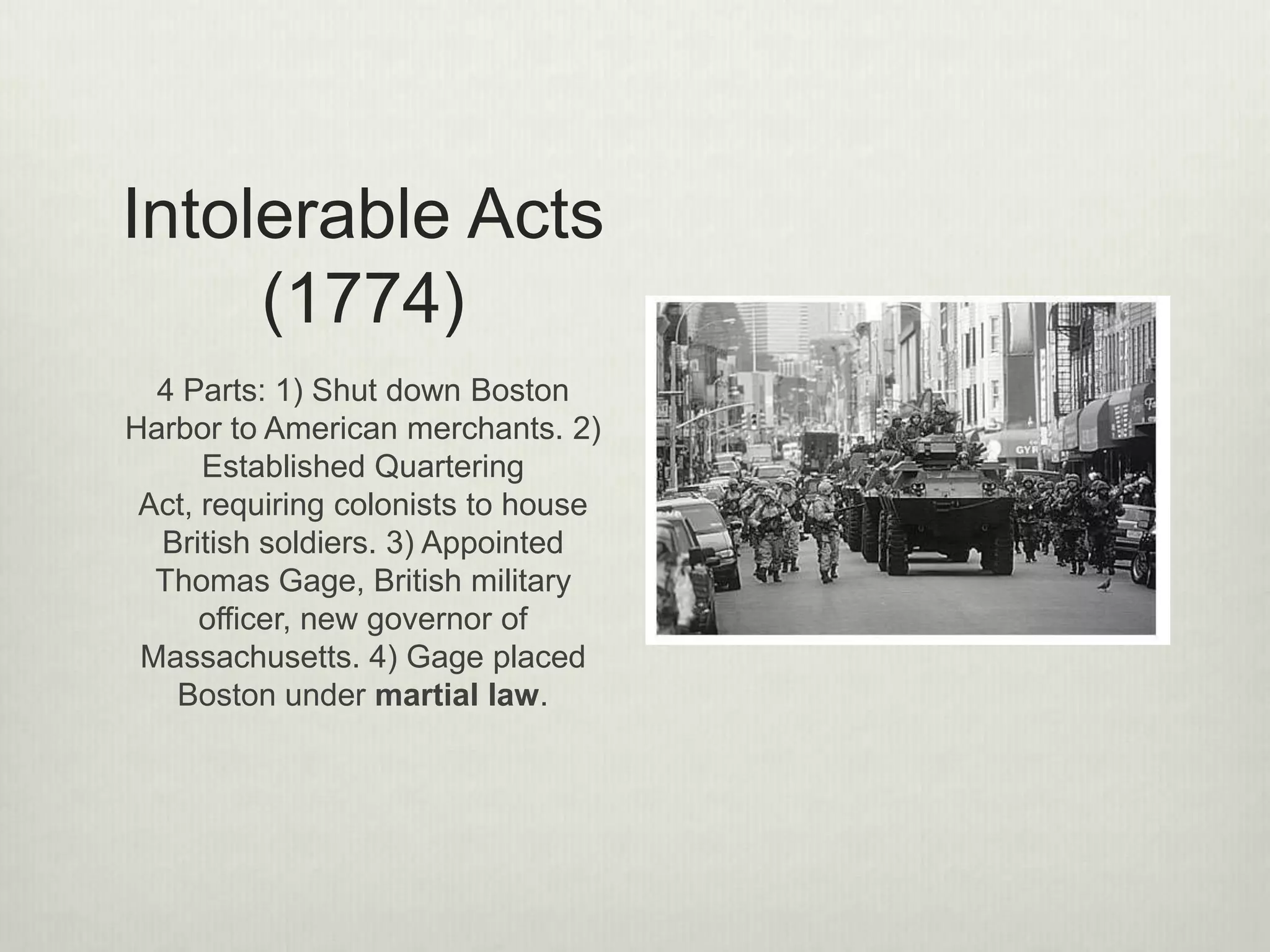 Declaratory
Act
What the Declaratory Act said:
It gave the British rights to tax and
make decisions for the colonies.
Similar to the idea: “As long as you
live under my roof, you will follow
my rules!”
14
 