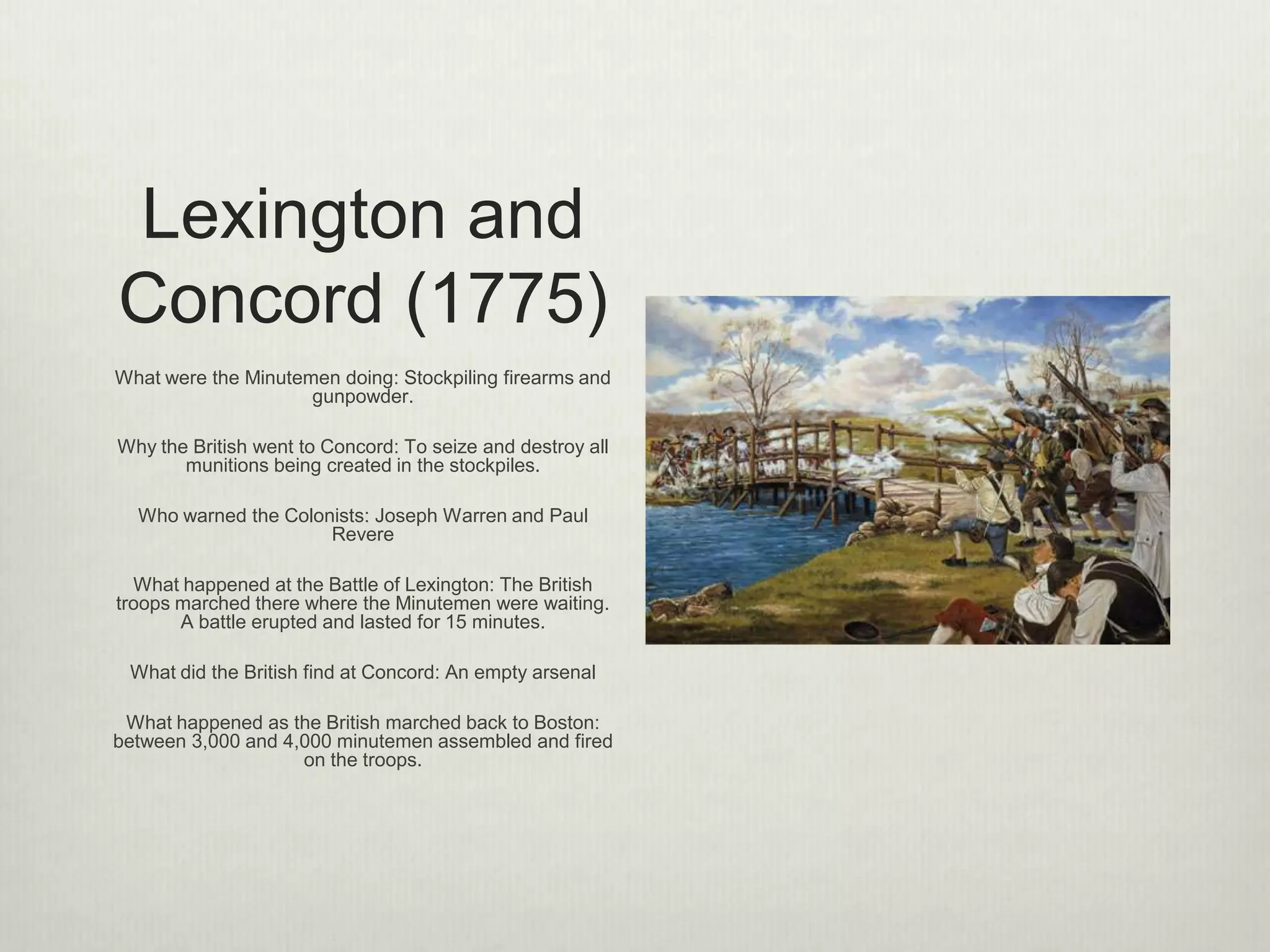 Colonists
Renew Boycott
Examples: Colonist didn’t buy
English imports, and instead made
their own cloth, clothes, teas, etc.
British Response: The British sent
2,000 red coats (soldiers) to Boston
and arrested smugglers to restore
the control.
16
 