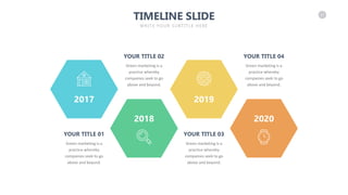 21
TIMELINE SLIDE
WRITE YOUR SUBTITLE HERE
Green marketing is a
practice whereby
companies seek to go
above and beyond.
YOUR TITLE 01
Green marketing is a
practice whereby
companies seek to go
above and beyond.
YOUR TITLE 02
Green marketing is a
practice whereby
companies seek to go
above and beyond.
YOUR TITLE 03
Green marketing is a
practice whereby
companies seek to go
above and beyond.
YOUR TITLE 04
2017
2018
2019
2020
 