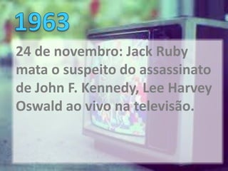 24 de novembro: Jack Ruby
mata o suspeito do assassinato
de John F. Kennedy, Lee Harvey
Oswald ao vivo na televisão.
 