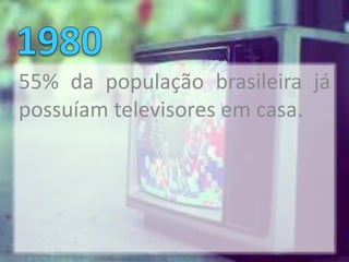 55% da população brasileira já
possuíam televisores em casa.
 
