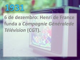 6 de dezembro: Henri de France
funda a Compagnie Généralede
Télévision (CGT).
 