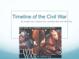 Timeline of the Civil War
By Yangho Cho, Eujene Yum, Jonathan Bai, and Yoon Kim
 