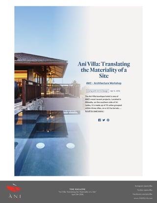 Instagram: @anivillas
Twitter: @anivillas
Facebook.com/anivillas
www.ANIVILLAS.com
TIME MAGAZINE
“Ani Villa: Translating the Materiality of a Site”
April 5th 2016
 