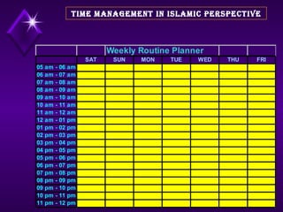TIME MANAGEMENT IN ISLAMIC PERSPECTIVE 