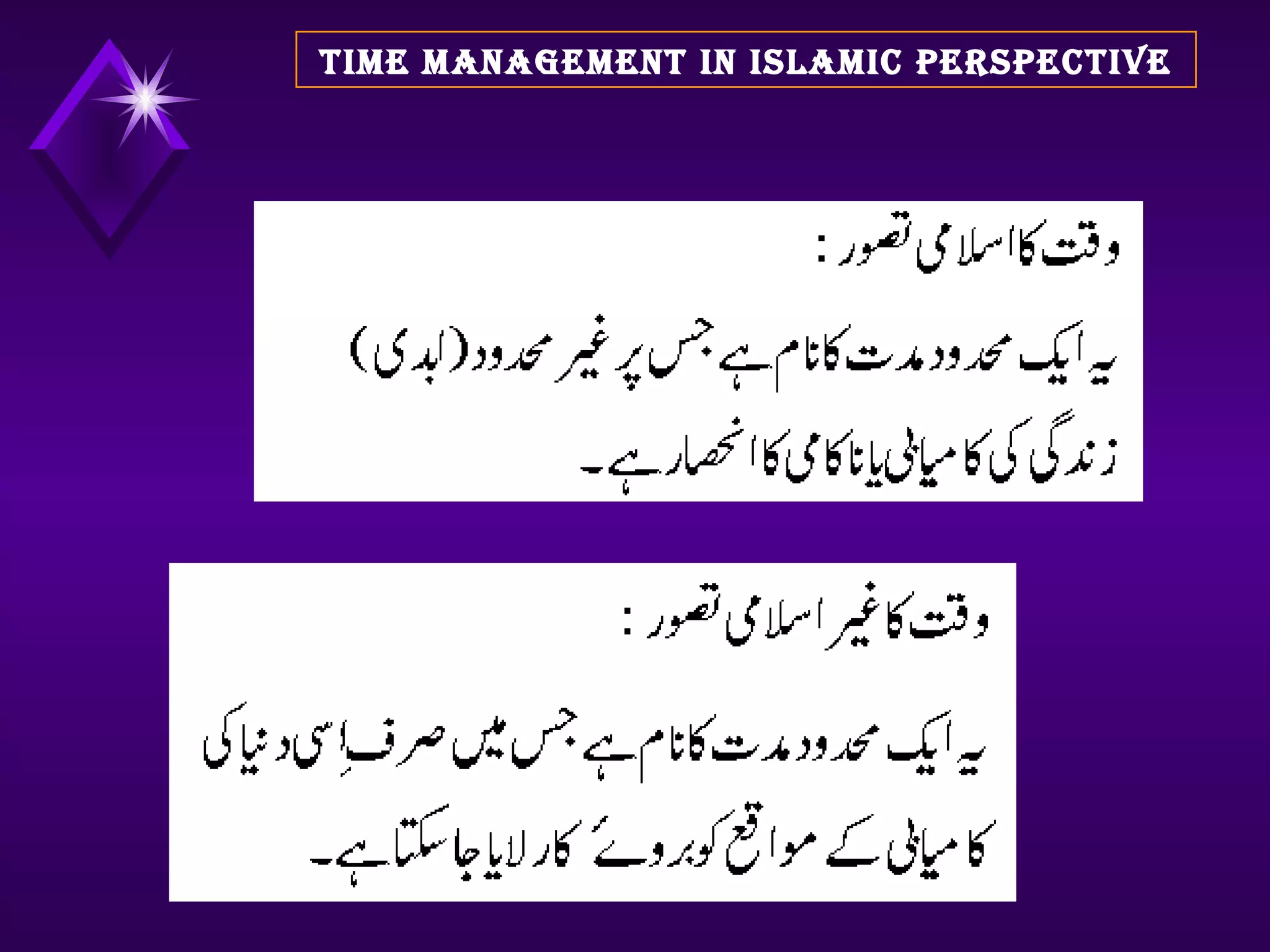 TIME MANAGEMENT IN ISLAMIC PERSPECTIVE 