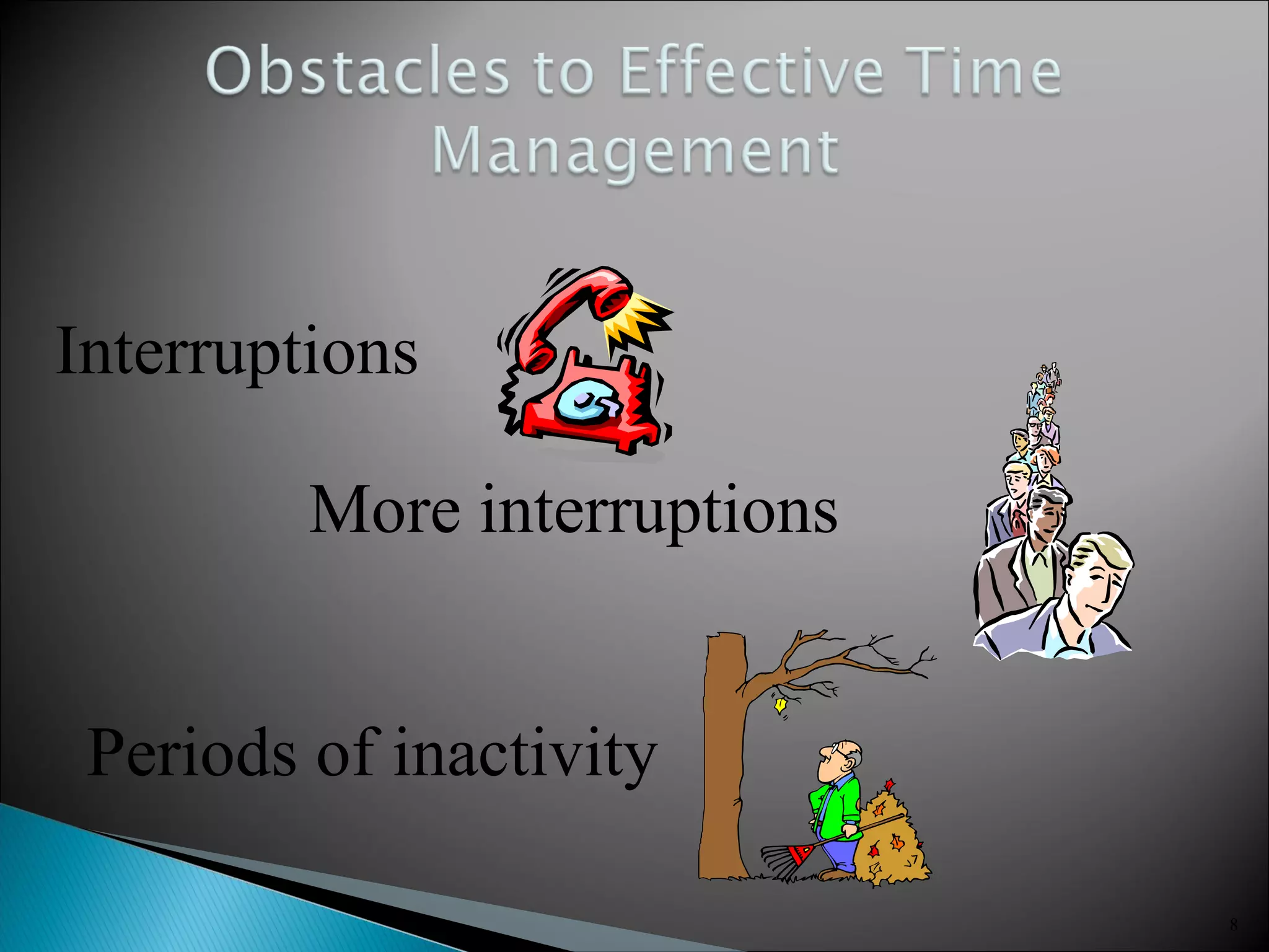 8
Interruptions
More interruptions
Periods of inactivity
 