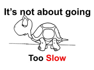 It’s not about going
Too Slow
 