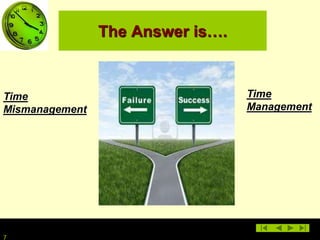 77
The Answer is….
Time
Management
Time
Mismanagement
 