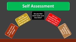 Self Assessment
Do you feel
more tasks and
less time?
 