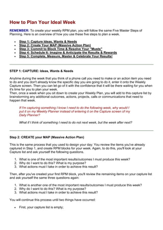 Rpm Method Time Management - Anthony Robbins - Rapid Planning Method | PDF