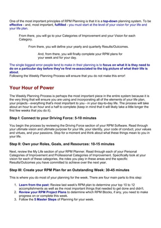 Rpm Method Time Management - Anthony Robbins - Rapid Planning Method | PDF